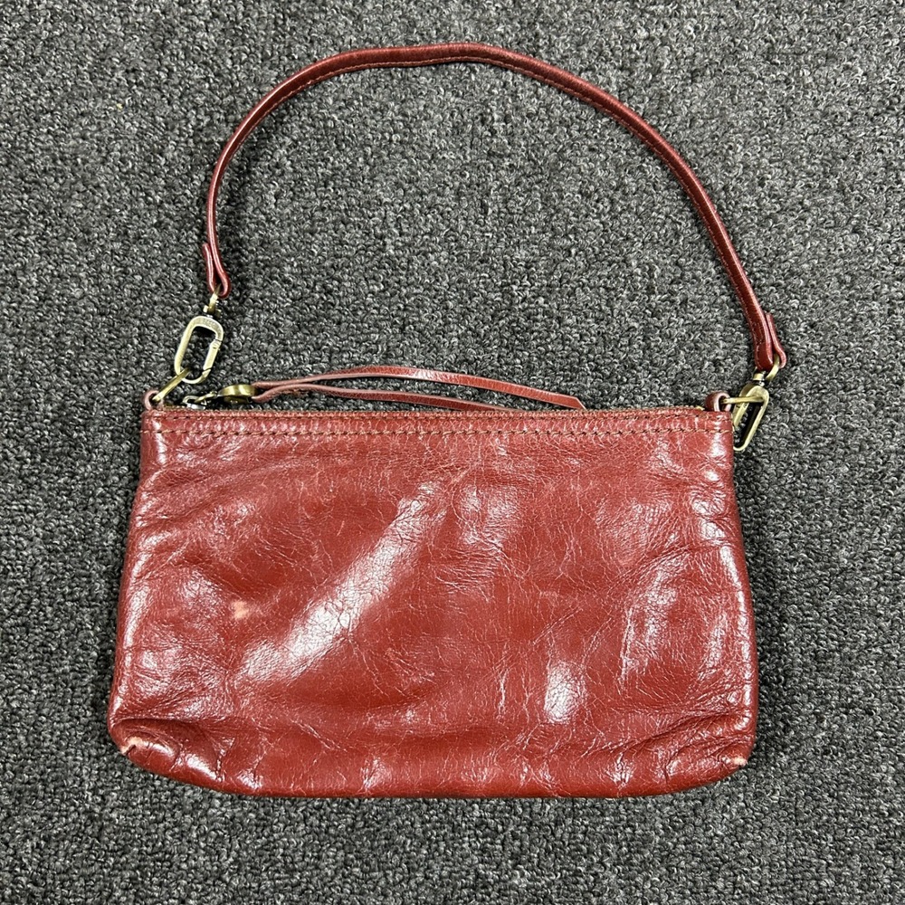 Hobo Leather Shoulder Bag Womens Small Burgundy Red Good Clutch Wallet